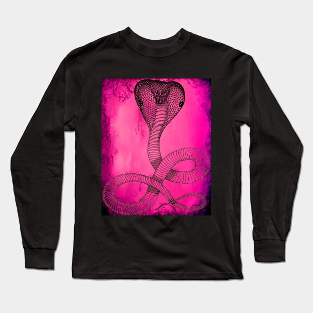 Pink Fire Cobra Cool Design Long Sleeve T-Shirt by PANGANDOY